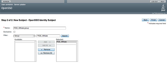 Step 2 of 2: New Subject - OpenSSO Identity Subject
