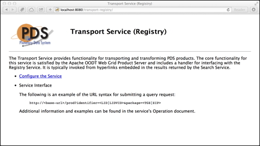 Transport Service Main Screen