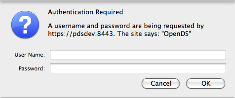 OpenDS Login Screen